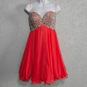 Fiesta Womens Embellished Beaded Rhinestone Ethereal Fairy Babydoll Dress Size S